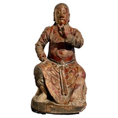 Chinese Carved and Lacquered Figure of Zhenwu, Qing Dynasty, 19th century, China