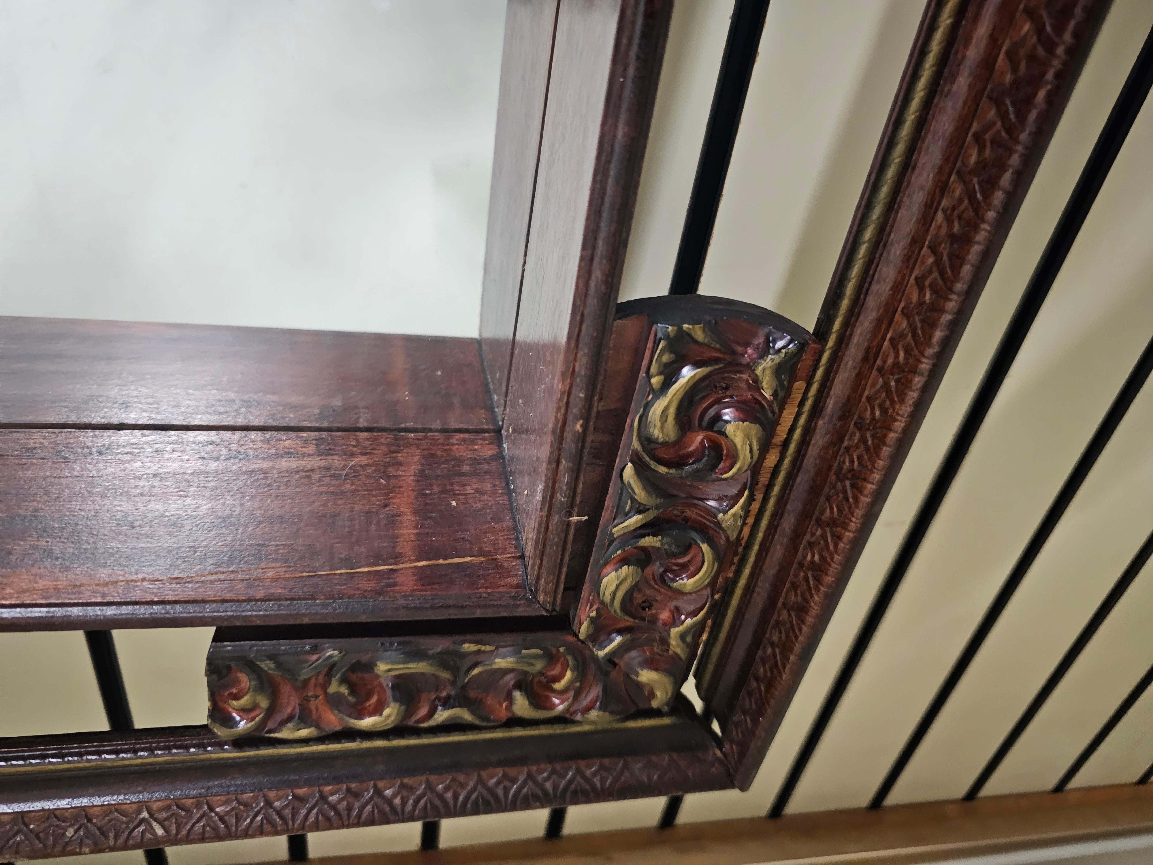 20th Century Chinese Carved and Lacquered Wood Framed Mirrored-Back Etagere For Sale