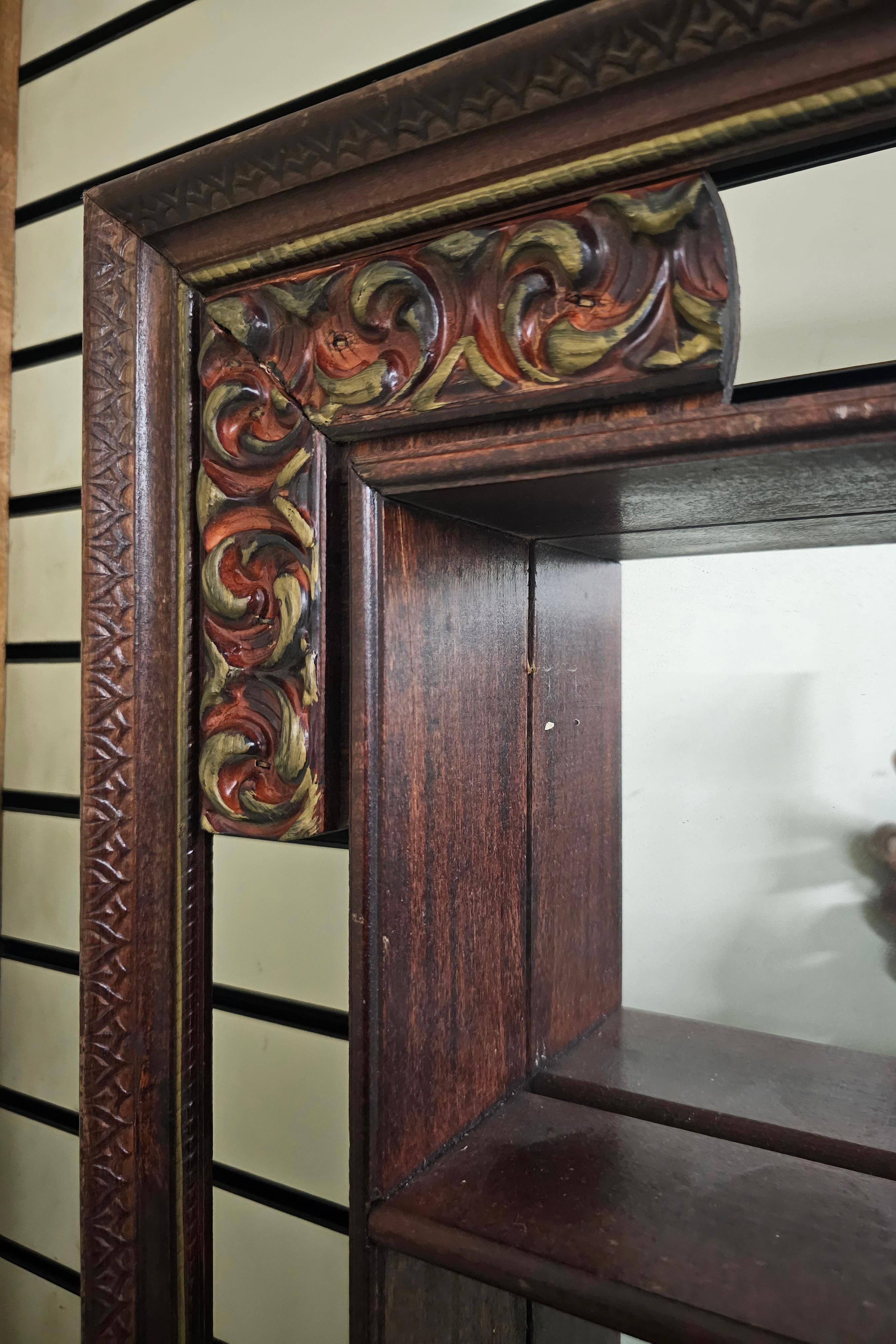 Chinese Carved and Lacquered Wood Framed Mirrored-Back Etagere For Sale 1