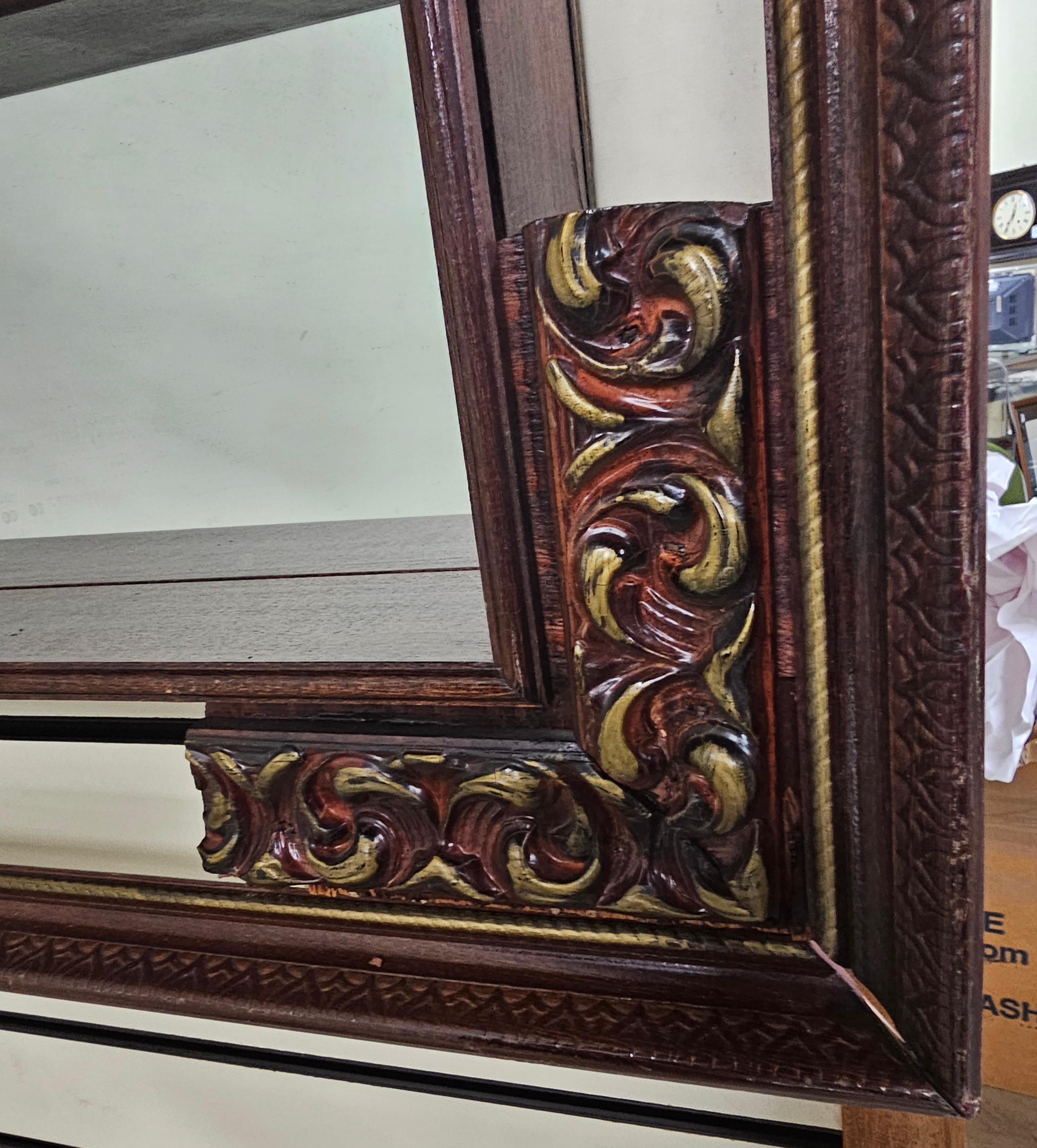 Chinese Carved and Lacquered Wood Framed Mirrored-Back Etagere For Sale 3