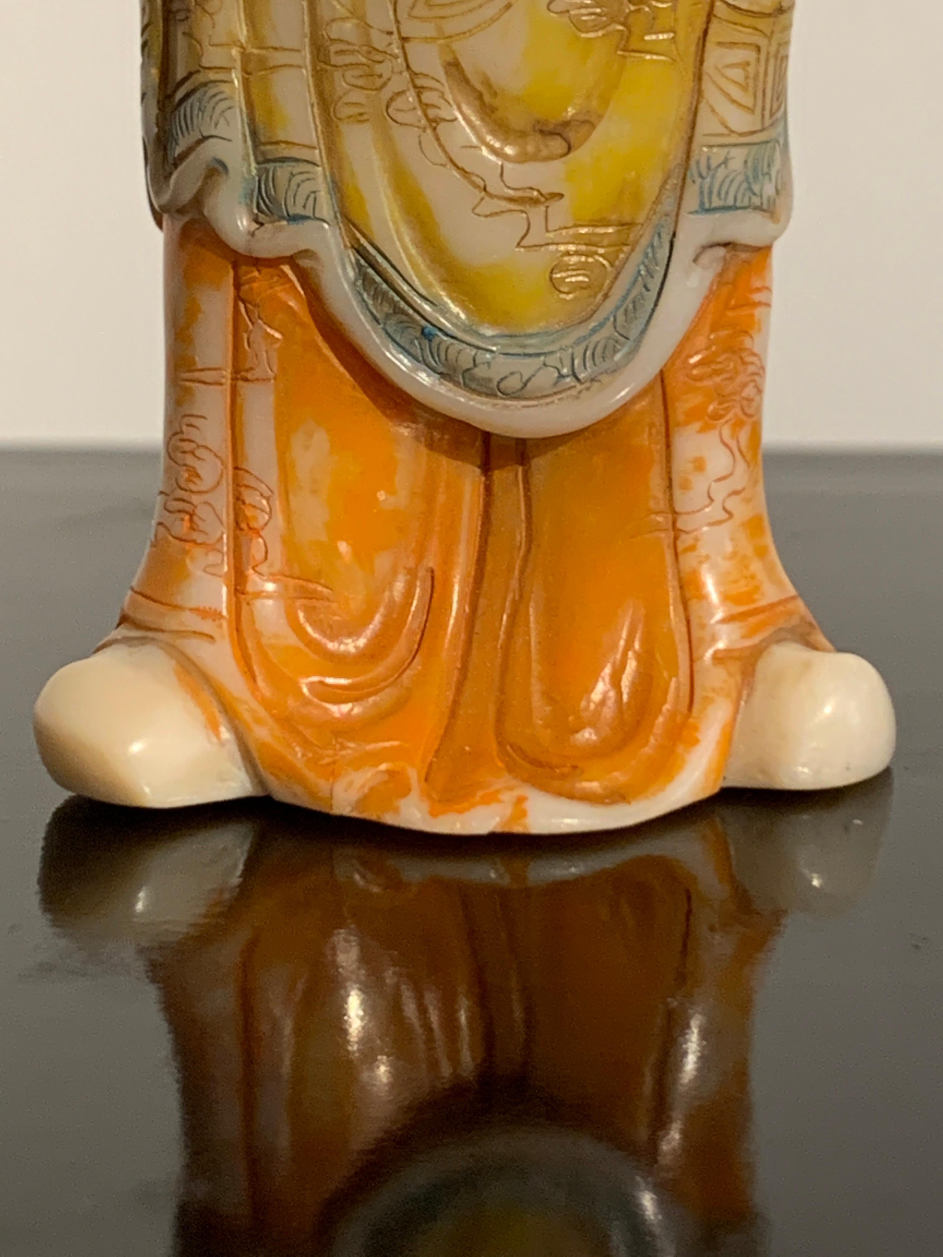 Chinese Carved and Painted Shoushan Soapstone Figure of a Sage, 20th Century 3