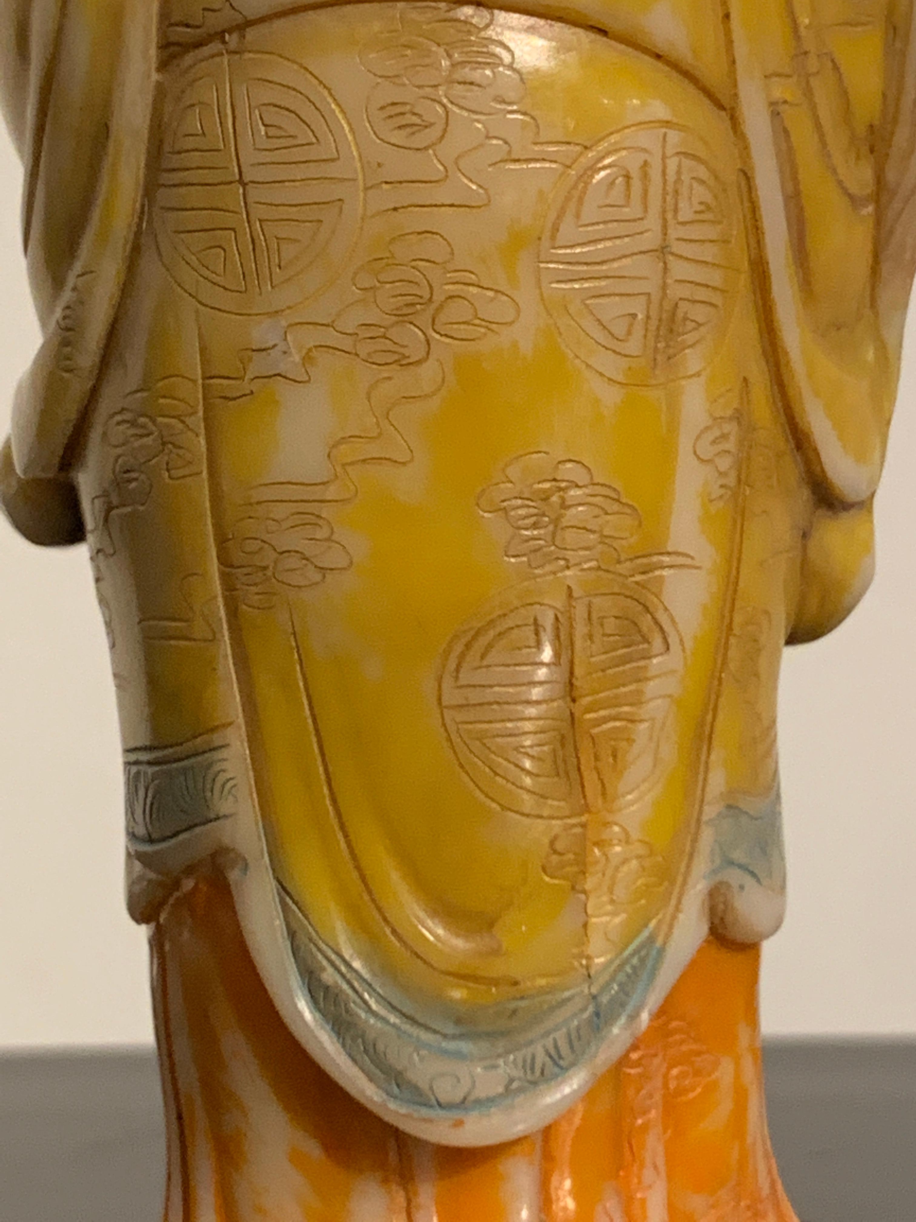 Chinese Carved and Painted Shoushan Soapstone Figure of a Sage, 20th Century 4