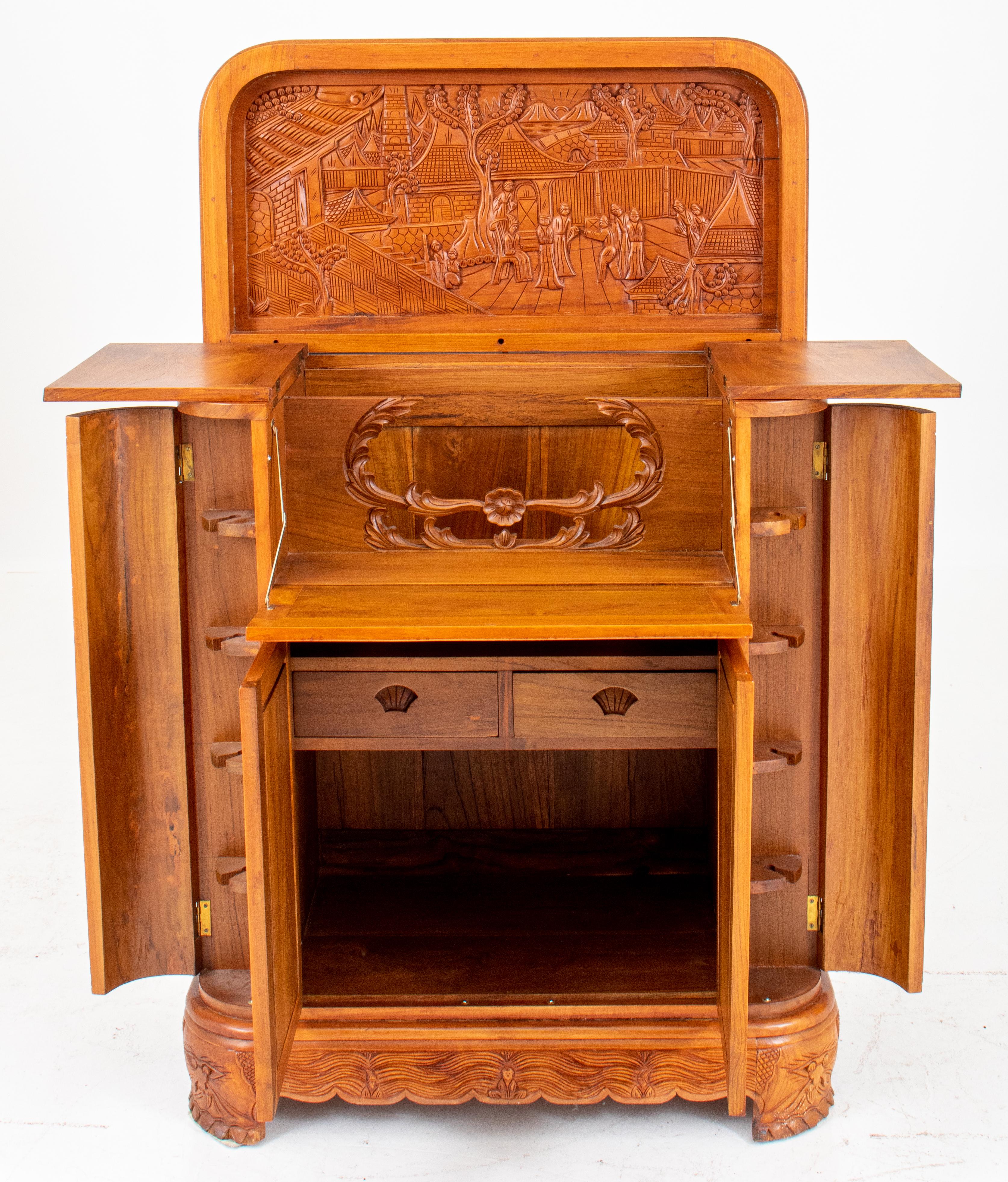 chinese carved bar cabinet