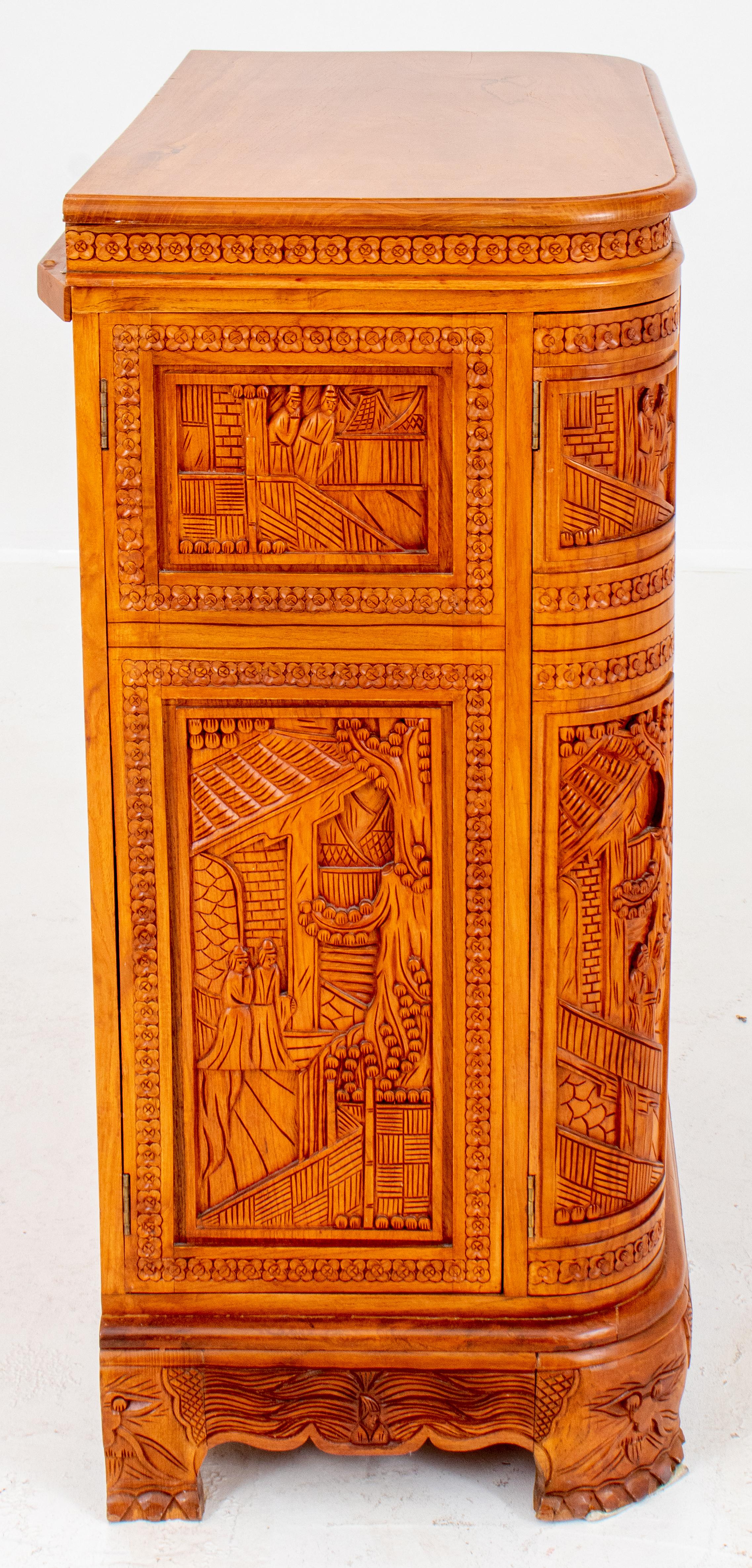 Chinese Carved Aromatic Wood Cocktail Cabinet 1