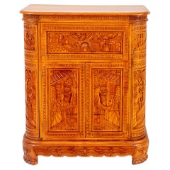 Chinese Carved Aromatic Wood Cocktail Cabinet