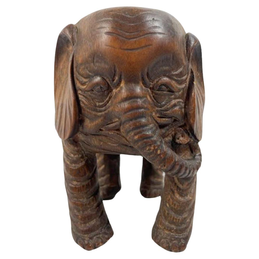 Chinese Carved Bamboo Brush Washer in the Form of an Elephant For Sale