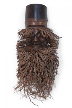 Chinese Carved Bamboo Root Face Wall Hanging