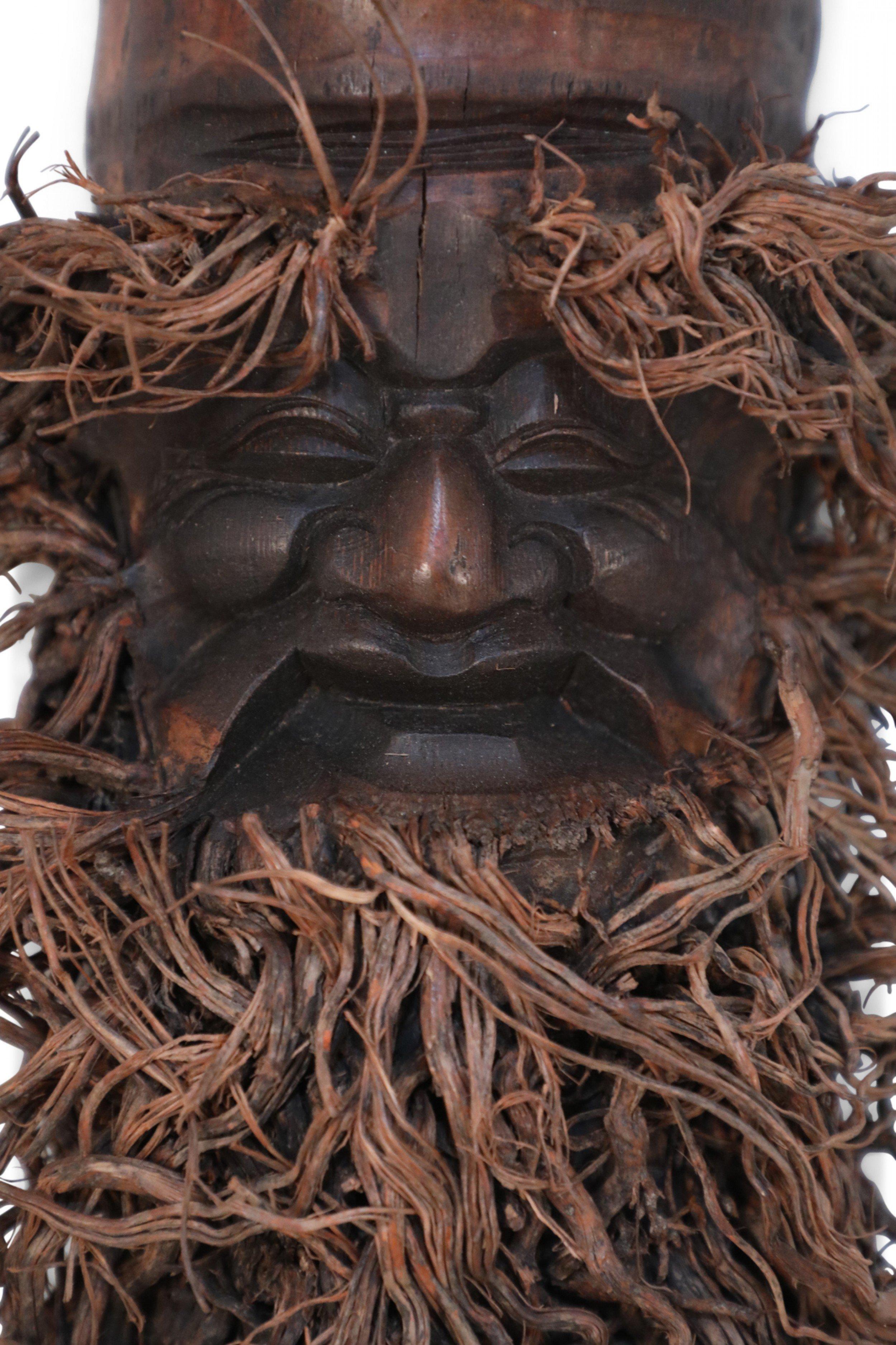 Chinese Export Chinese Carved Bamboo Root Face Wall Hanging For Sale