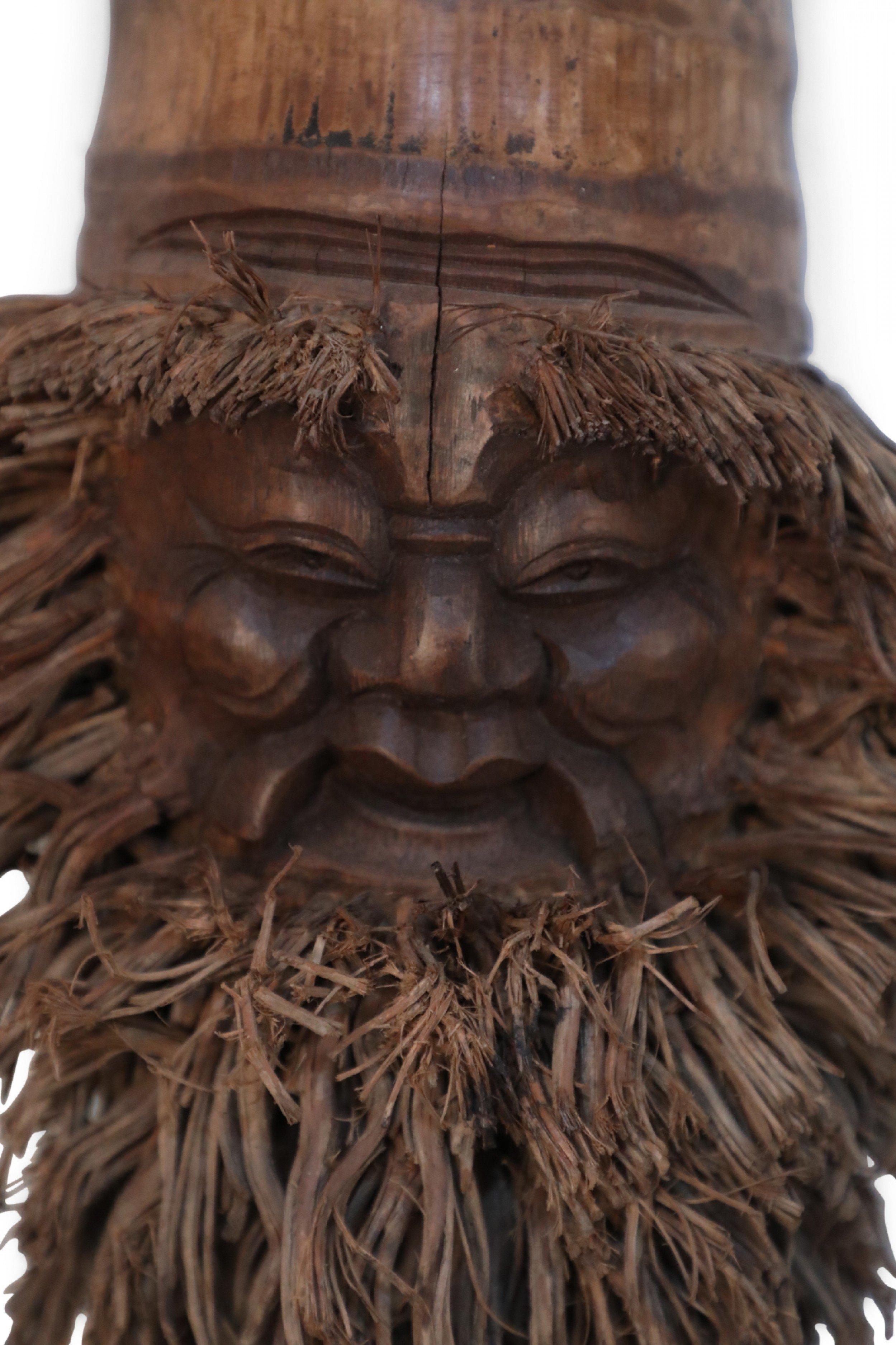 Chinese Export Chinese Carved Bamboo Root Face Wall Hanging For Sale
