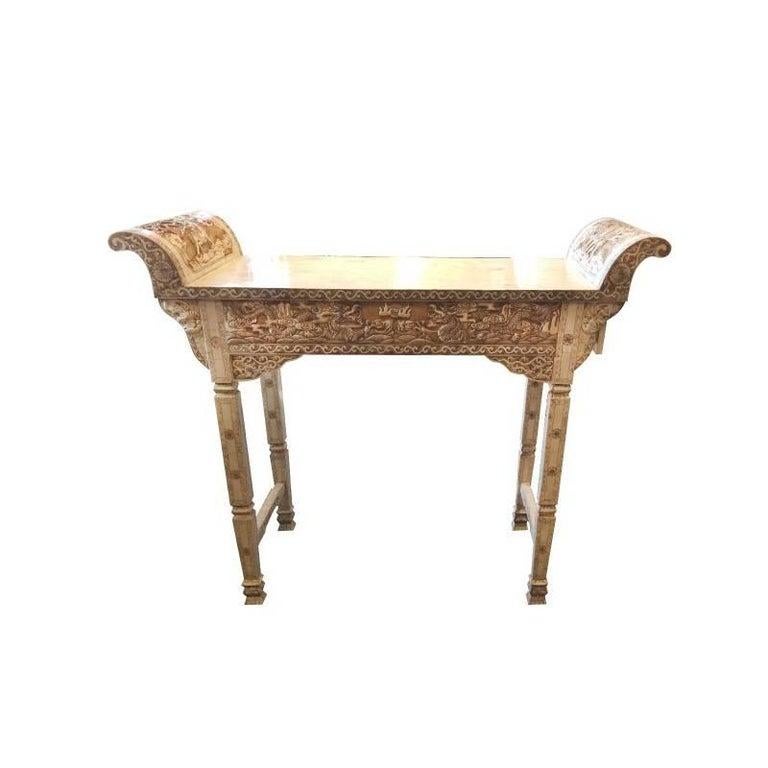 20th Century Chinese Carved Bone Overlay Altar Table