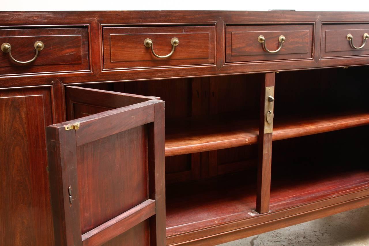 Hand-Crafted Chinese Carved Rosewood Buffet Sideboard Cabinet