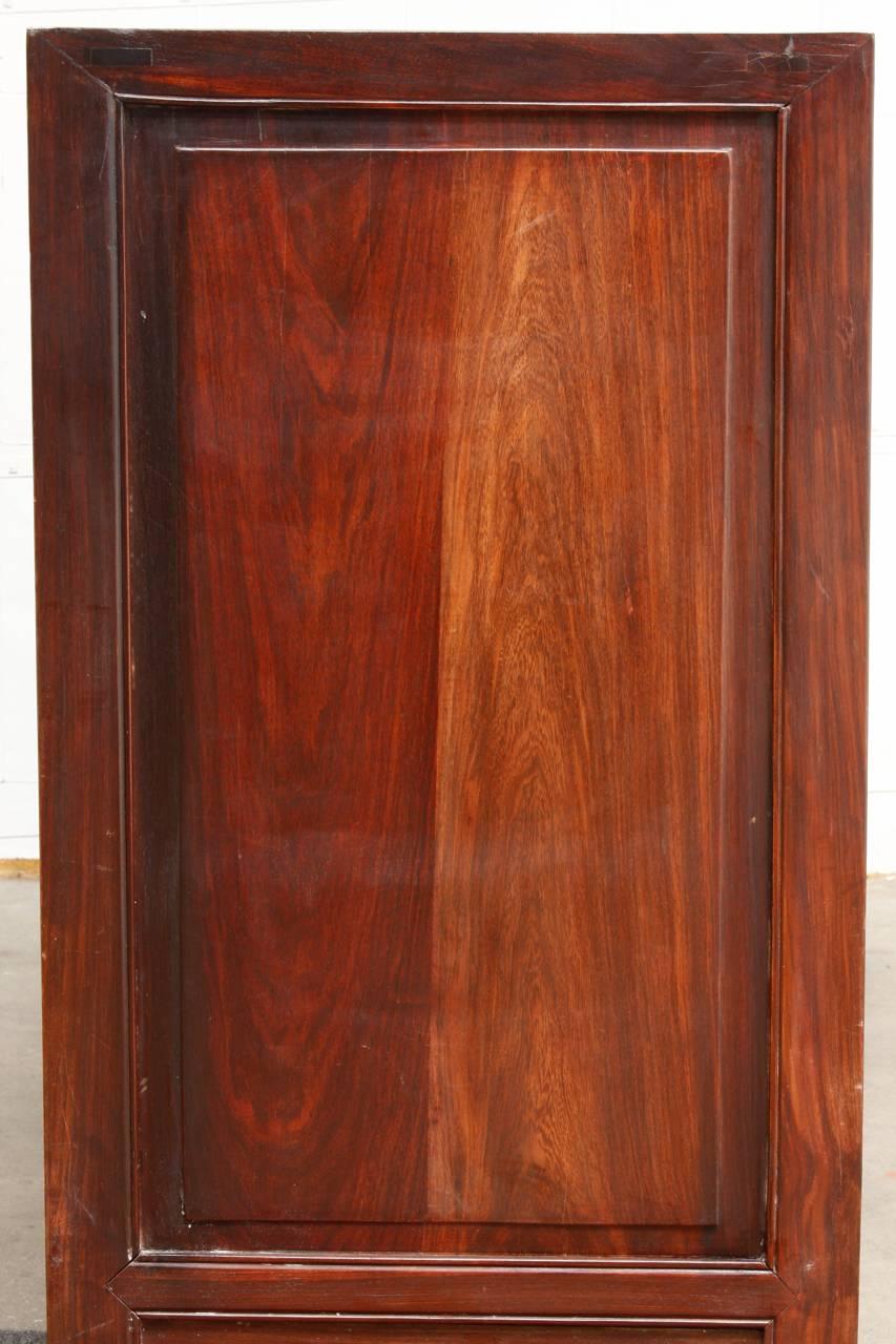 Chinese Carved Rosewood Buffet Sideboard Cabinet In Good Condition In Rio Vista, CA