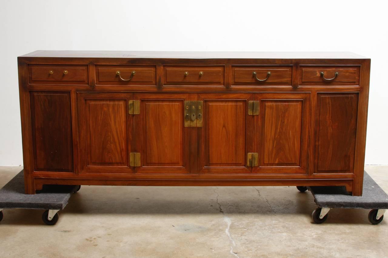 20th Century Chinese Carved Rosewood Buffet Sideboard Cabinet