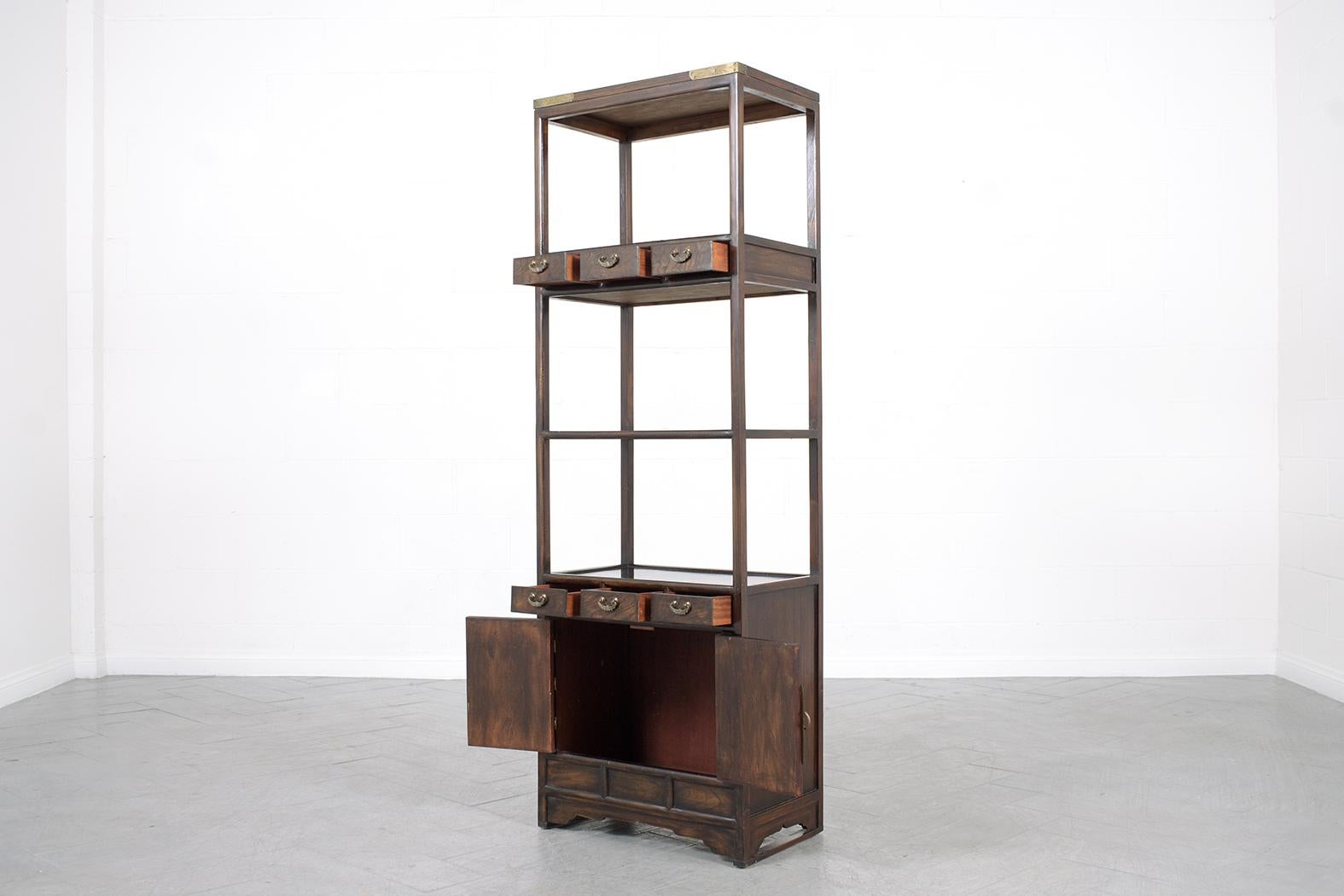 Late 20th Century Vintage Chinese Elm Wood Bookcase: A Statement of Timeless Craftsmanship