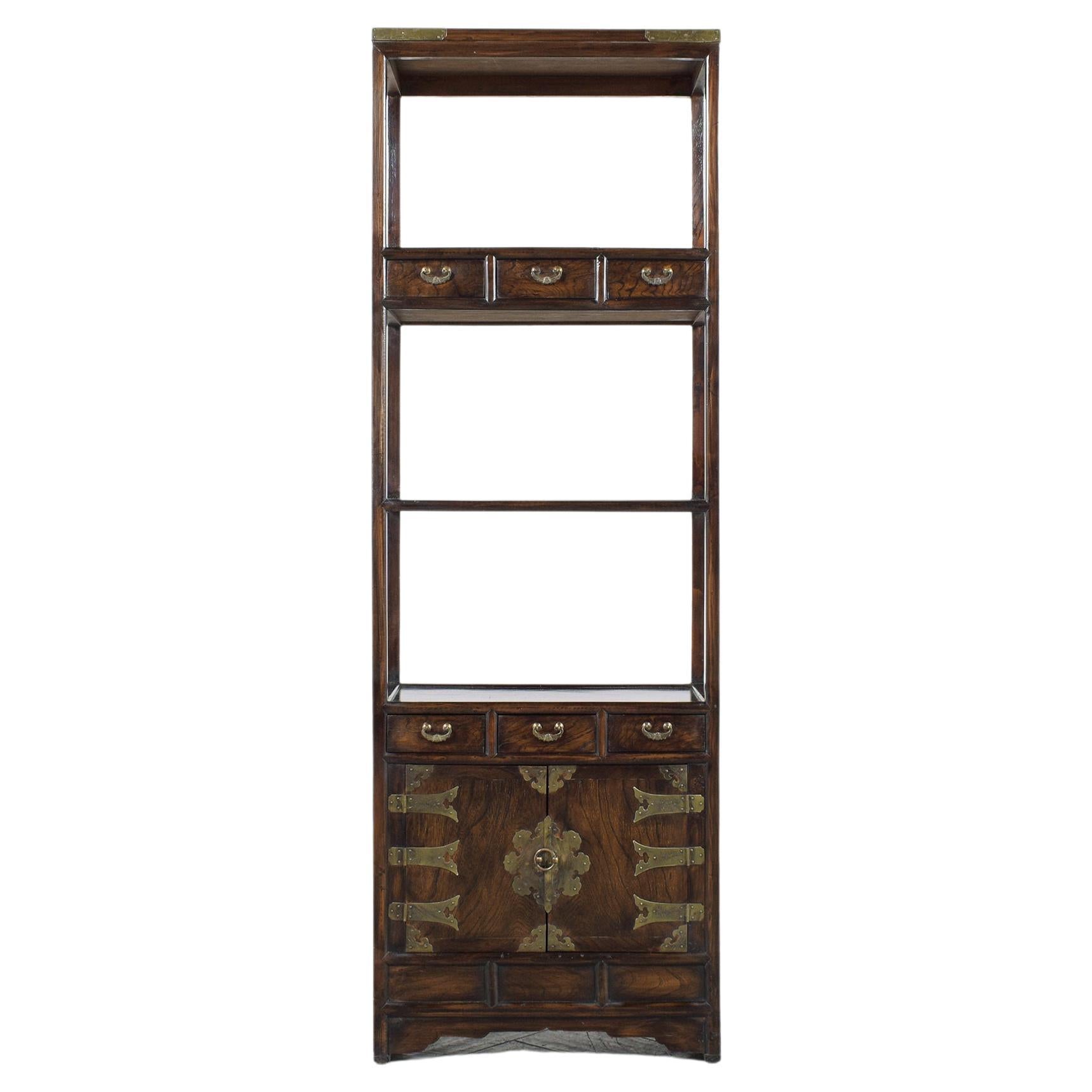 Vintage Chinese Elm Wood Bookcase: A Statement of Timeless Craftsmanship