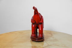 Chinese Carved Cinnabar Elephant with Semi Precious Stones