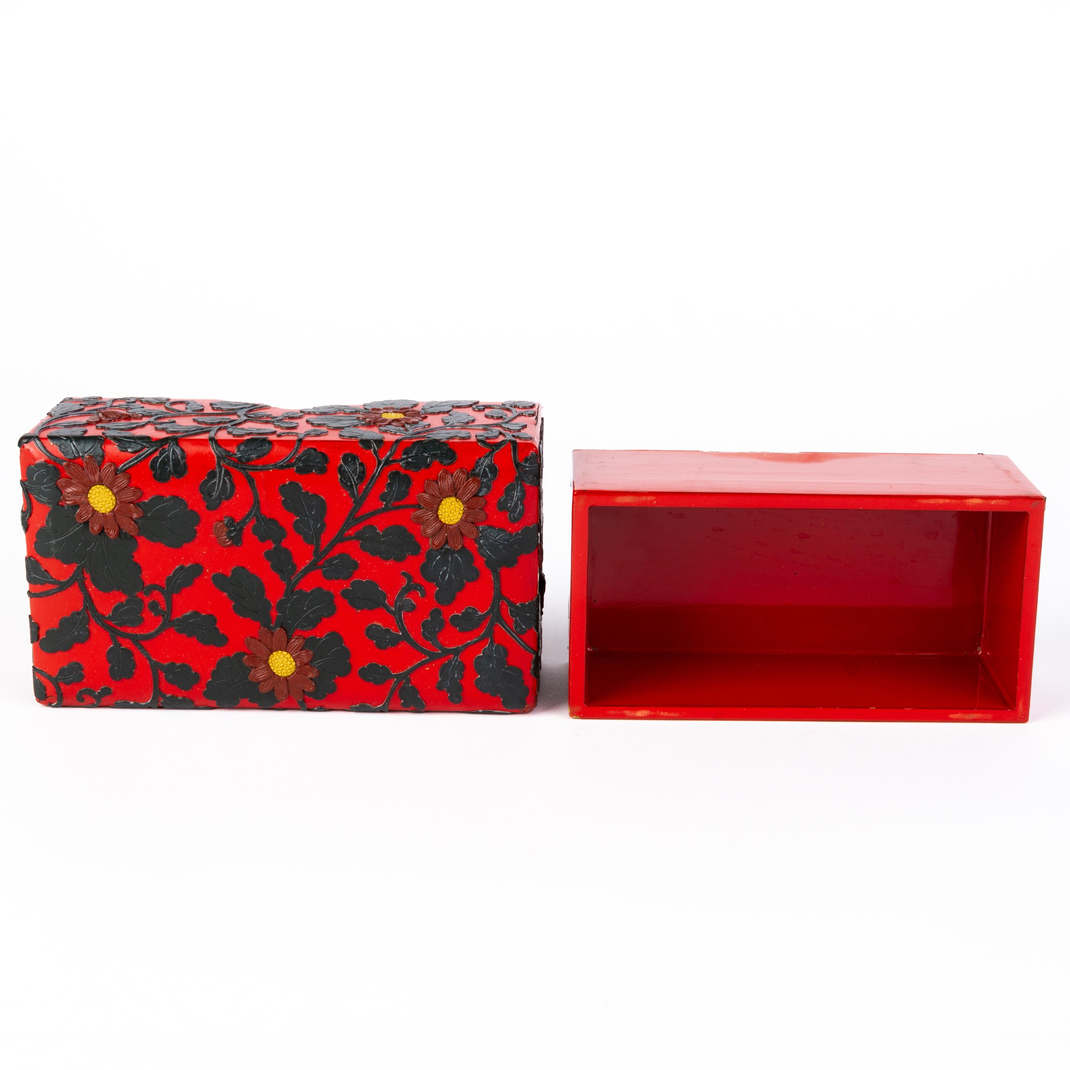 20th Century Chinese Carved Cinnabar Lacquered Box 