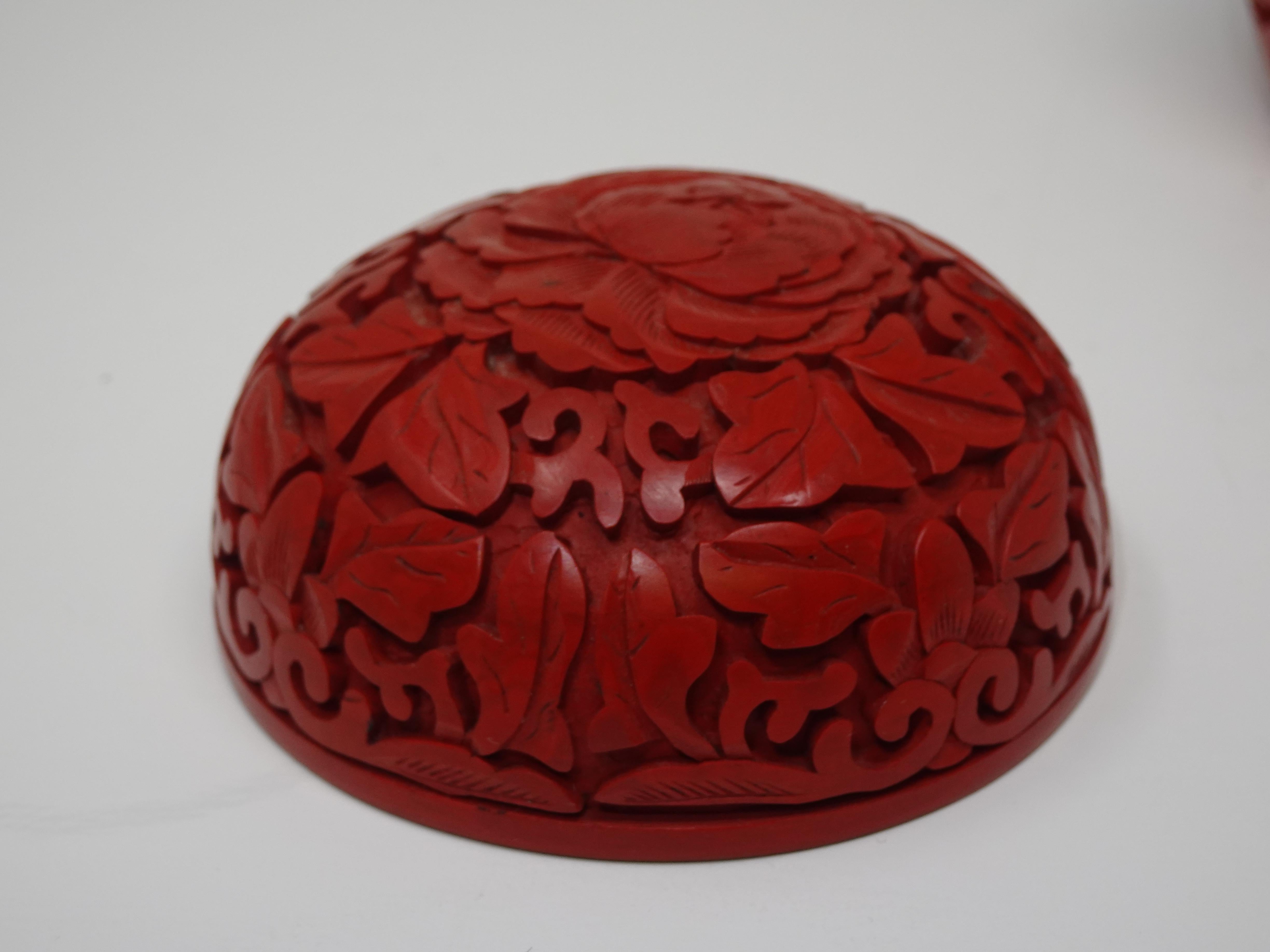 Chinese Carved Cinnabar Lidded Box 1