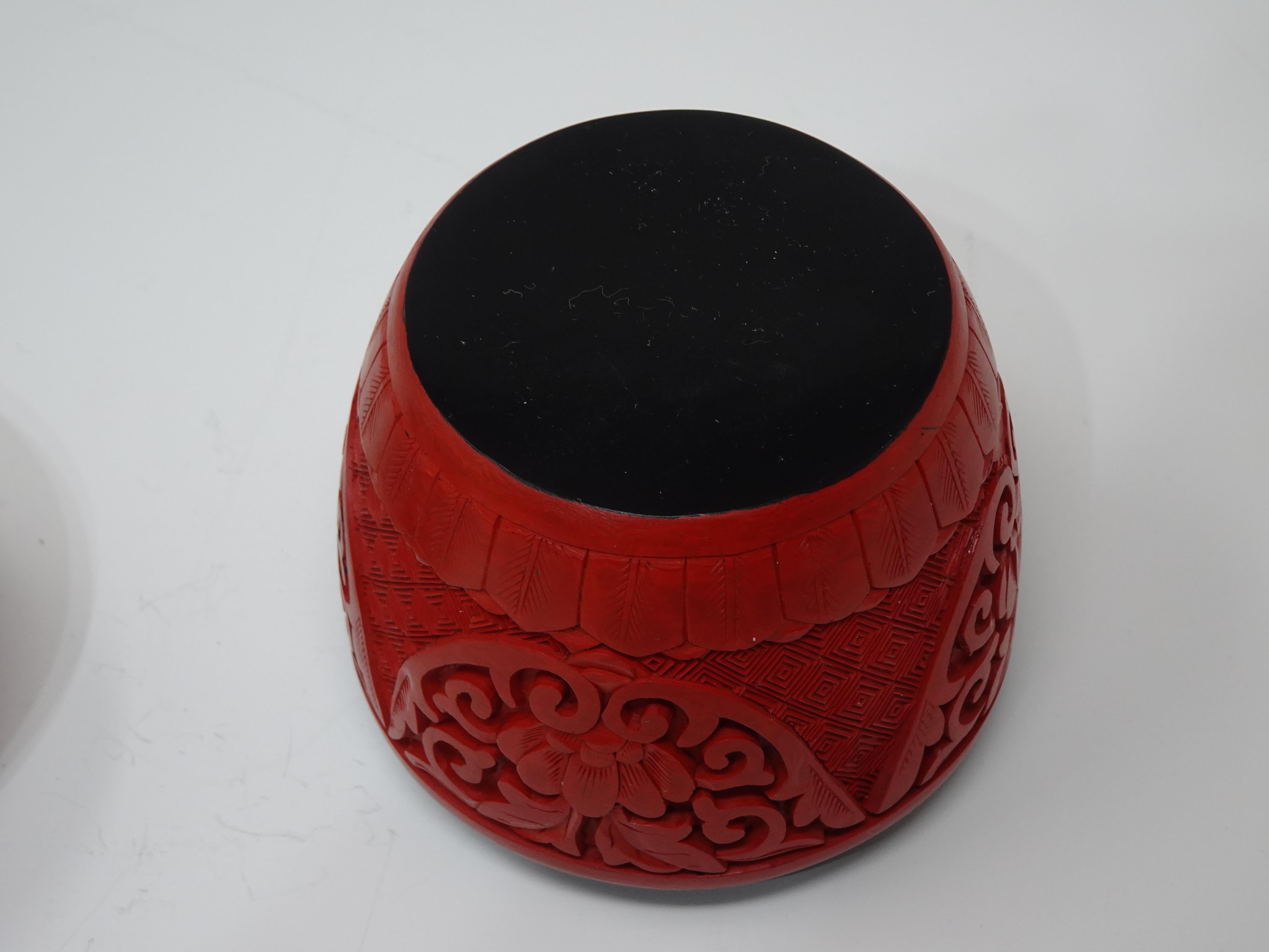Chinese Carved Cinnabar Lidded Box 2