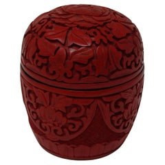 Vintage Chinese Carved Cinnabar Lidded Box