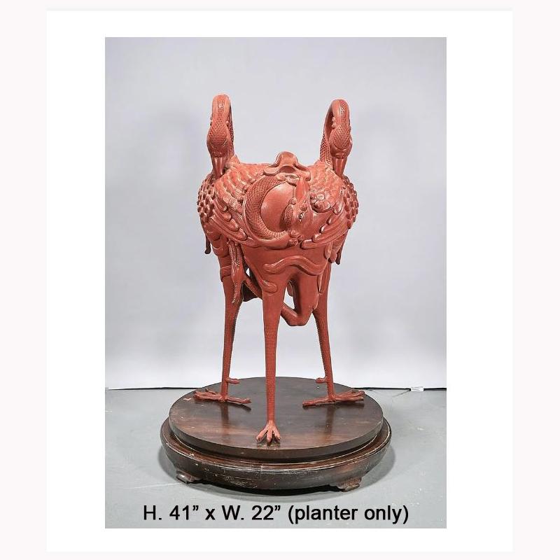 Jardinière Cinnabar sculptée chinoise en vente 1