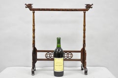 Chinese Carved Dragon Calligraphy Brush Pen Holder Rosewood Stand - a Pair