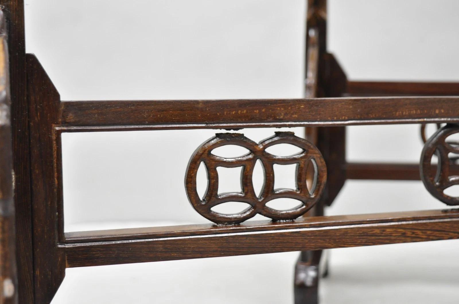 Porte-plume de calligraphie dragon chinois sculpté, support en bois de rose - une paire en vente 2