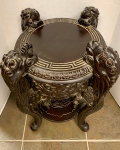Chinese Carved Dragon Stand Table Pedestal