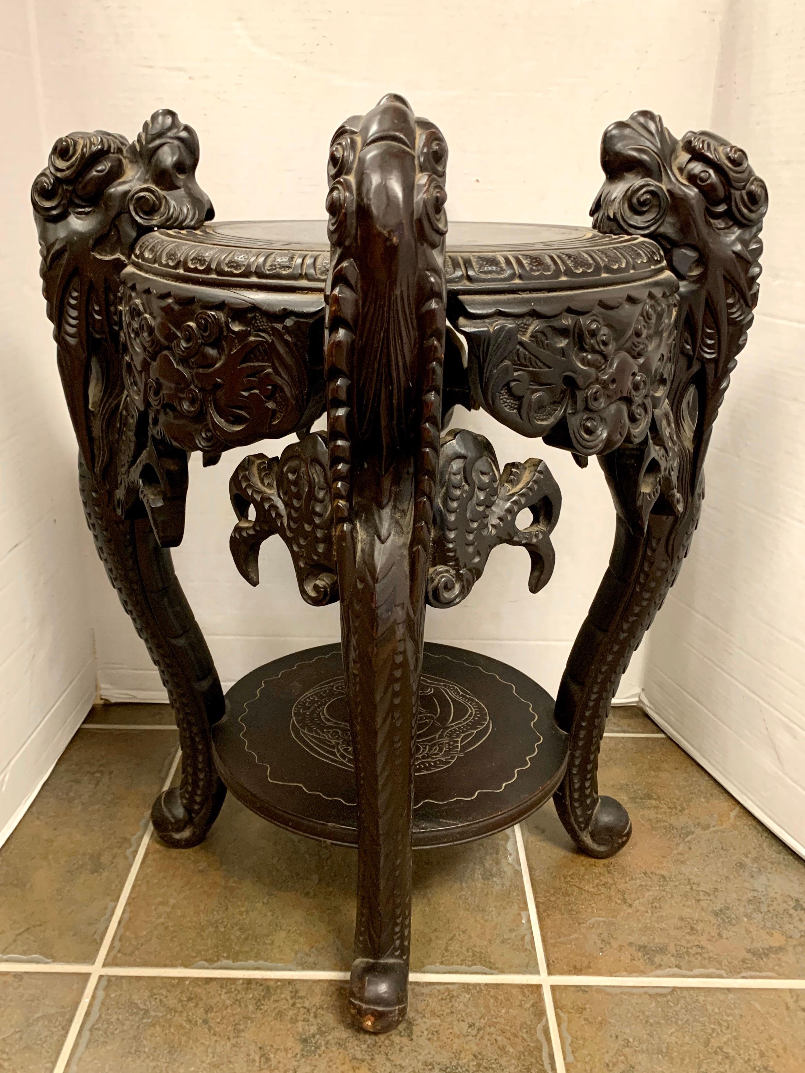 Chinese Export Chinese Carved Dragon Stand Table Pedestal