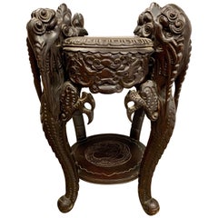 Chinese Carved Dragon Stand Table Pedestal
