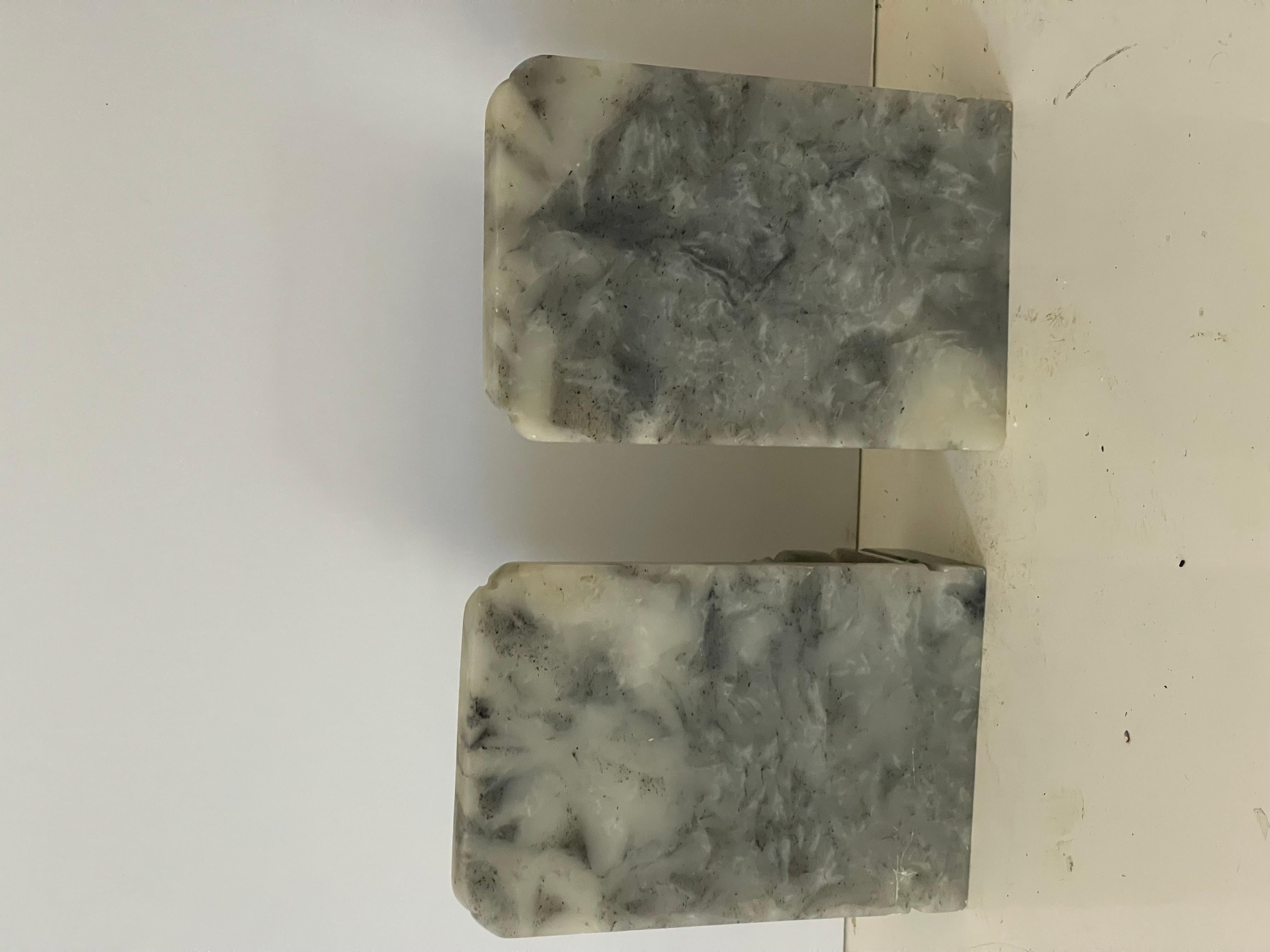 Mid-20th Century Chinese Carved Floral Bookends Hardstone For Sale