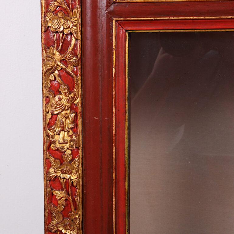 Chinoiserie Chinese Carved Gilt + Lacquer Vitrine