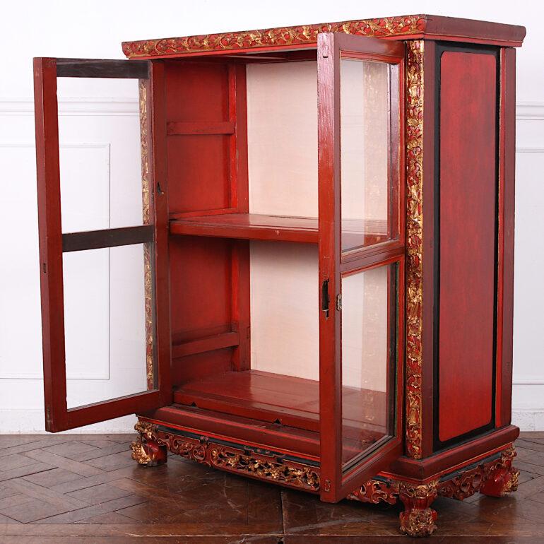 Chinese Carved Gilt + Lacquer Vitrine 1
