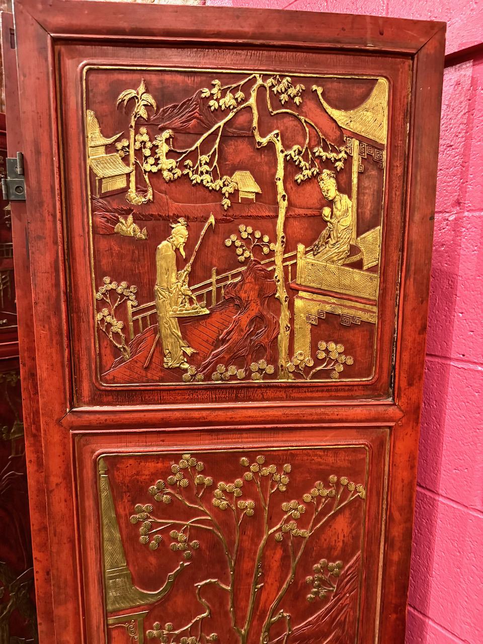 Chinesisch geschnitzte vergoldete Wood Panels oder Bildschirm, 19. im Angebot 3