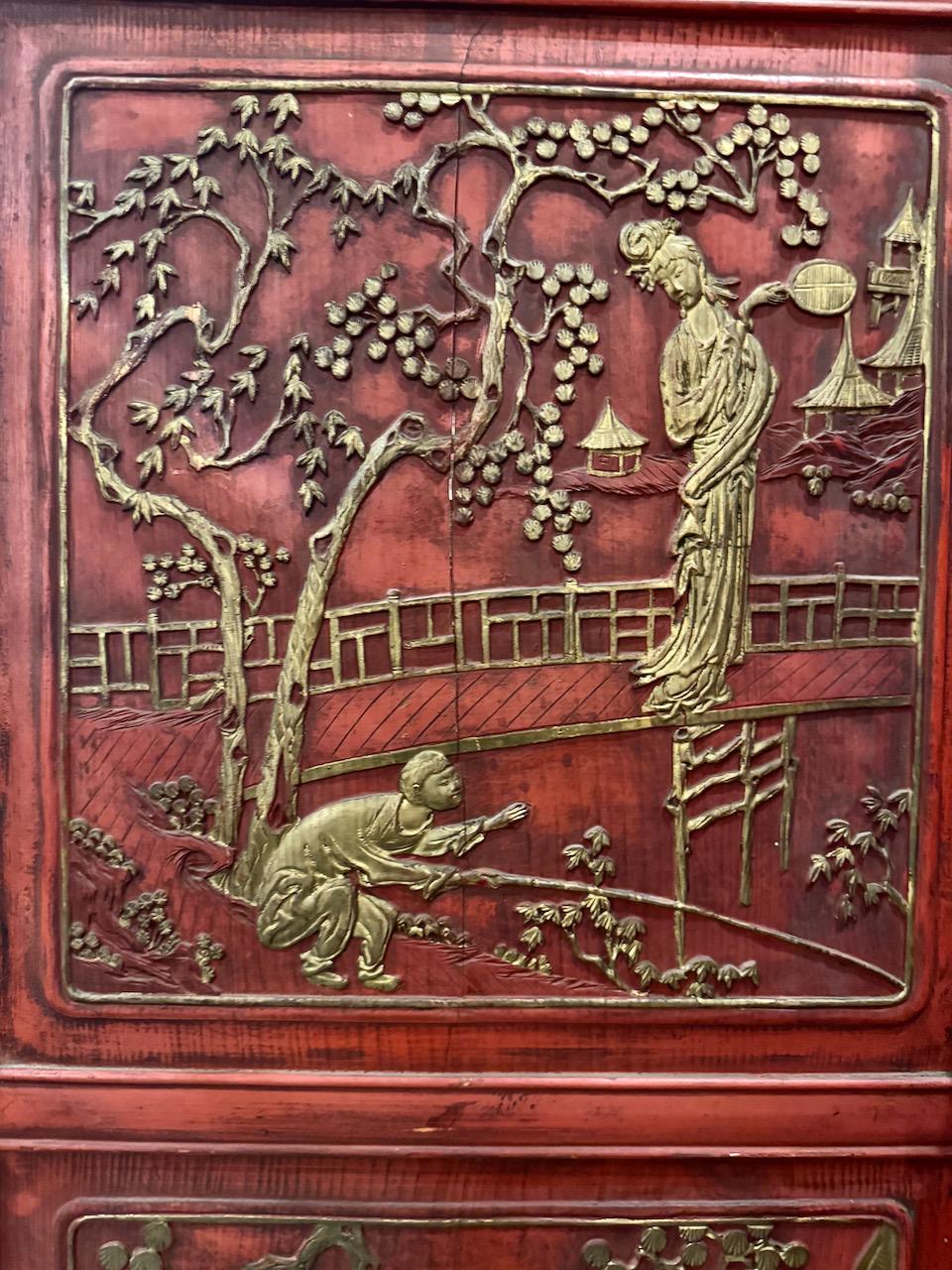 Chinesisch geschnitzte vergoldete Wood Panels oder Bildschirm, 19. im Angebot 1