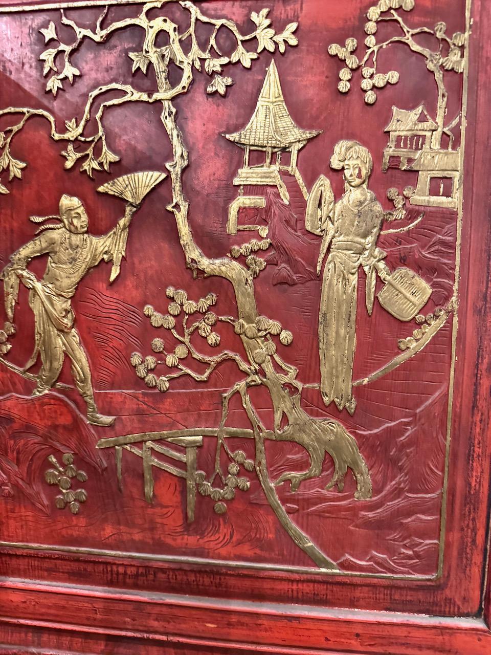 Chinesisch geschnitzte vergoldete Wood Panels oder Bildschirm, 19. im Angebot 2