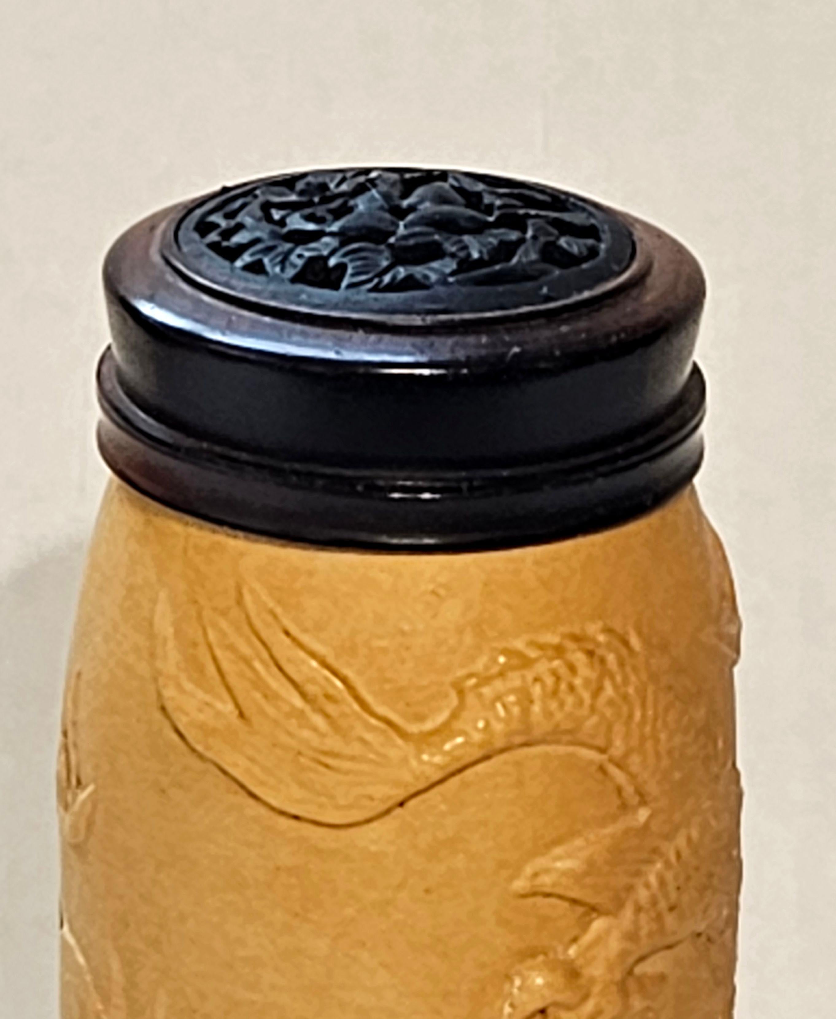 Hand-Crafted Chinese Carved Gourd Cricket Cage and a Modeled Cricket For Sale
