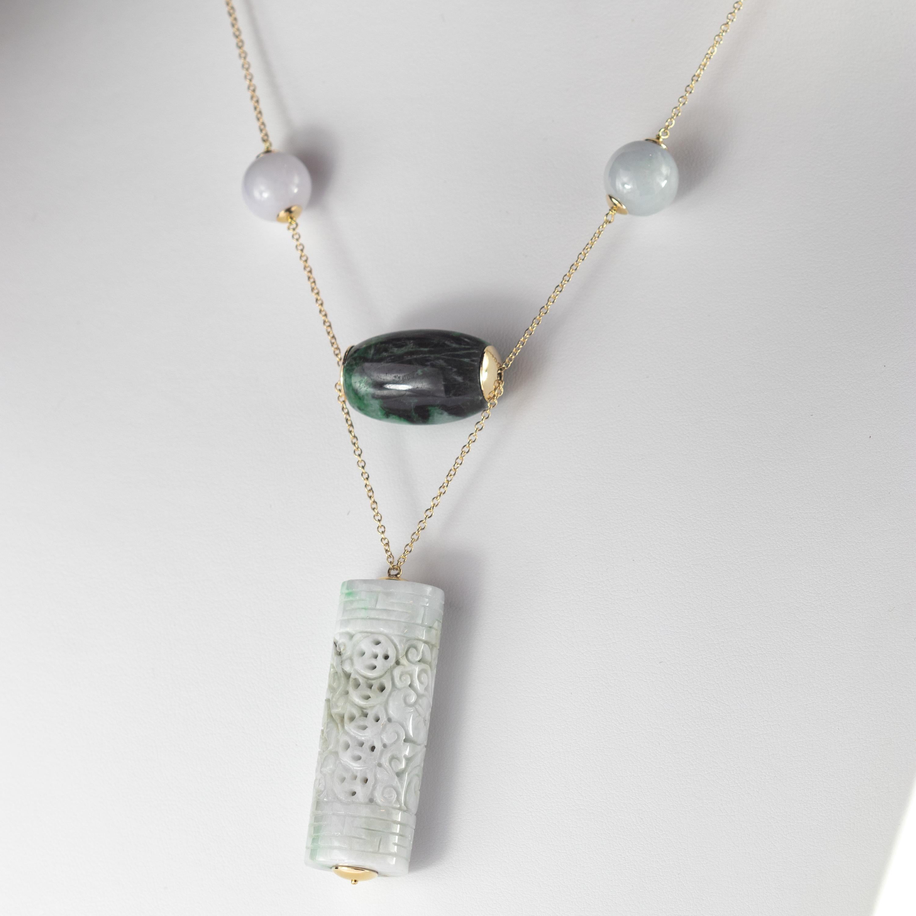 chinese green stone necklace