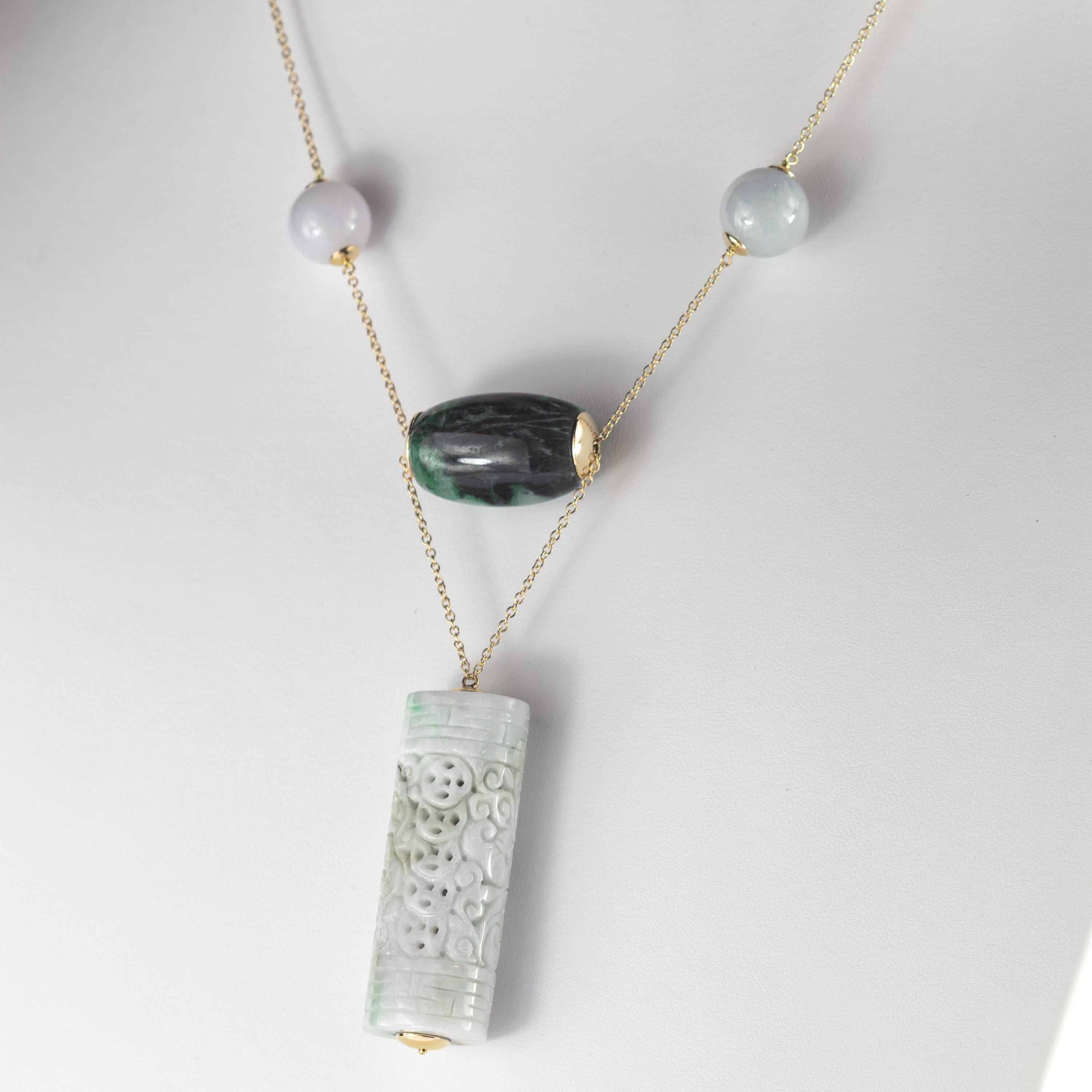 chinese green stone necklace