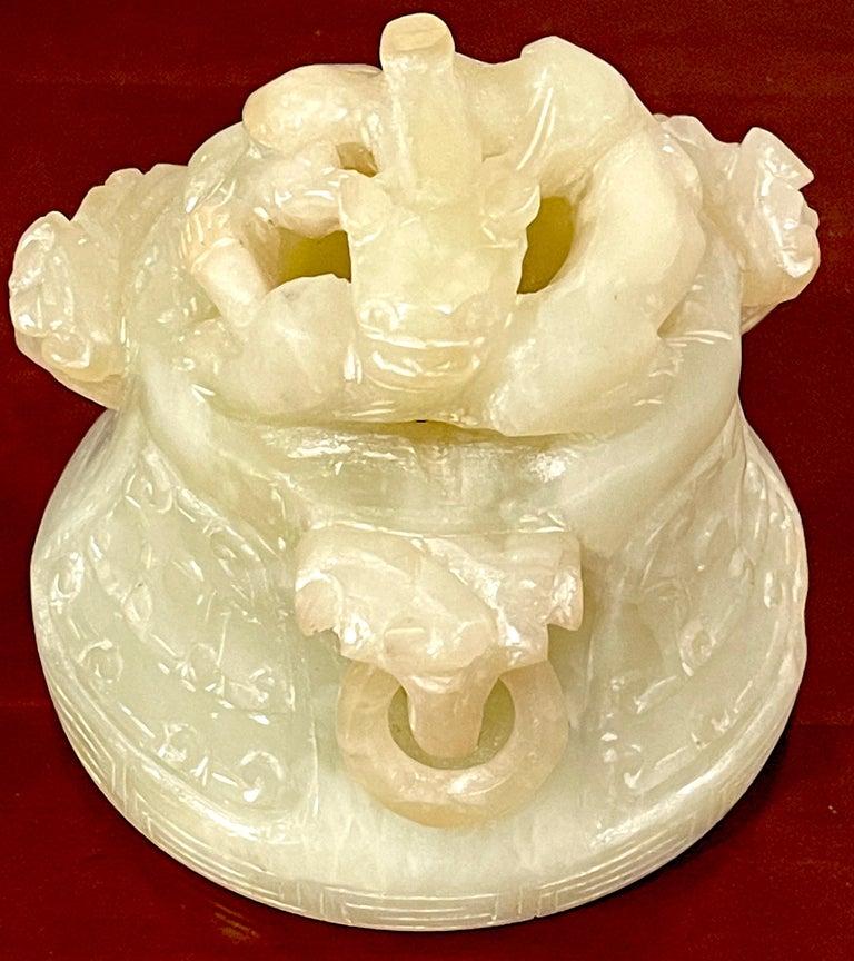 Chinese Carved Green Quartz Censor, Now as a Lamp For Sale 6