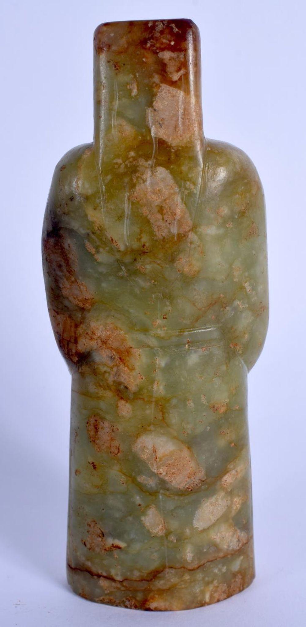 Chinese Carved Green River Jade Figure of an Immortal Ming/Qing Wearing Robes For Sale 10