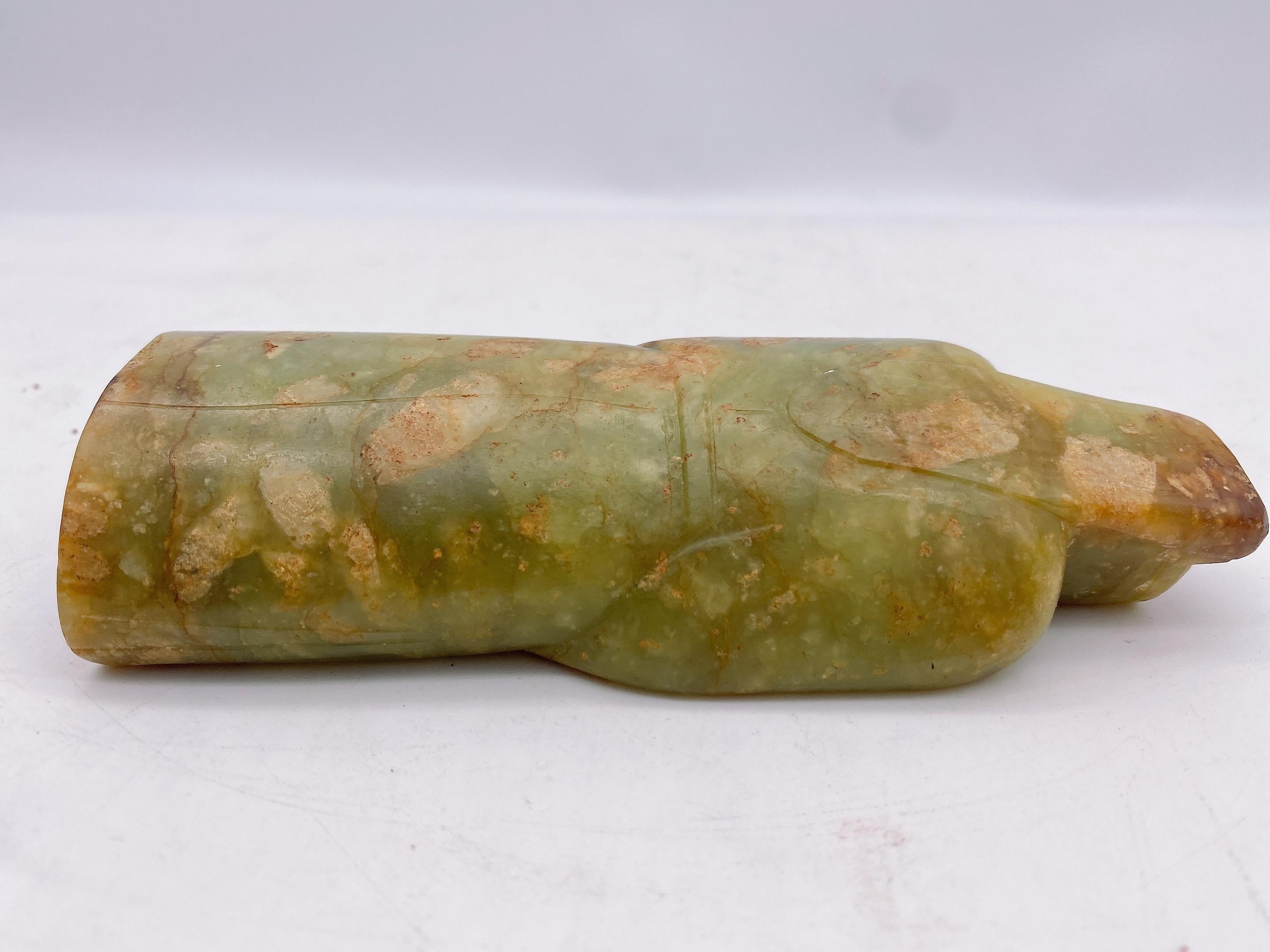 18th Century and Earlier Chinese Carved Green River Jade Figure of an Immortal Ming/Qing Wearing Robes For Sale