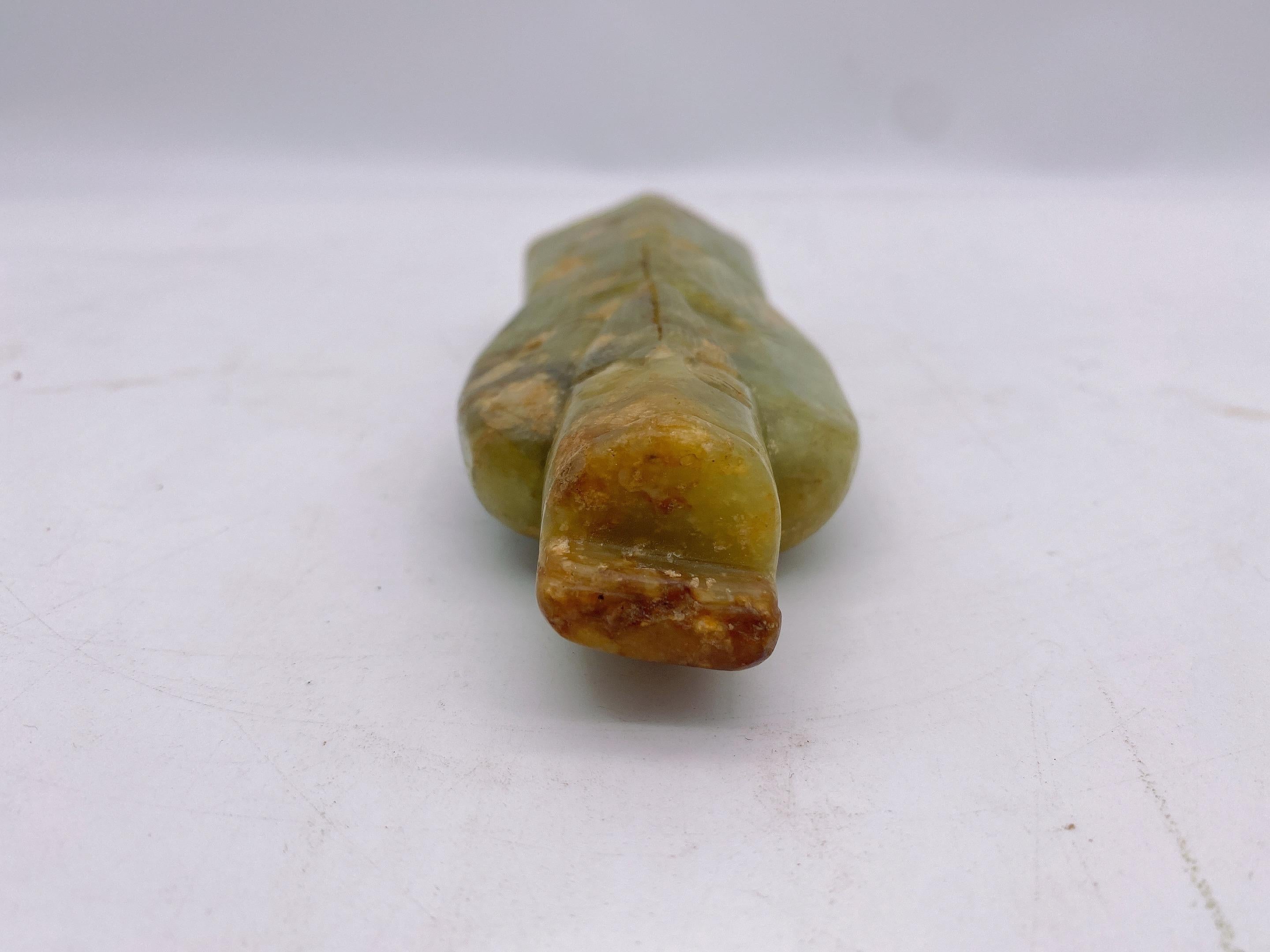 Chinese Carved Green River Jade Figure of an Immortal Ming/Qing Wearing Robes For Sale 1