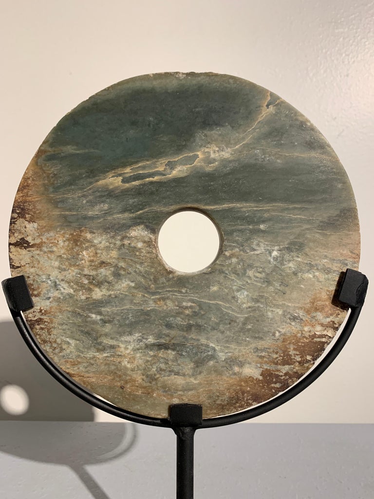 Chinese Carved Hardstone Bi Disc, Late 19th Century at 1stDibs
