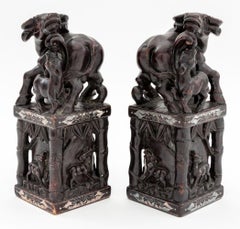 Chinese Carved Hardstone Large Chop Seals, Pair