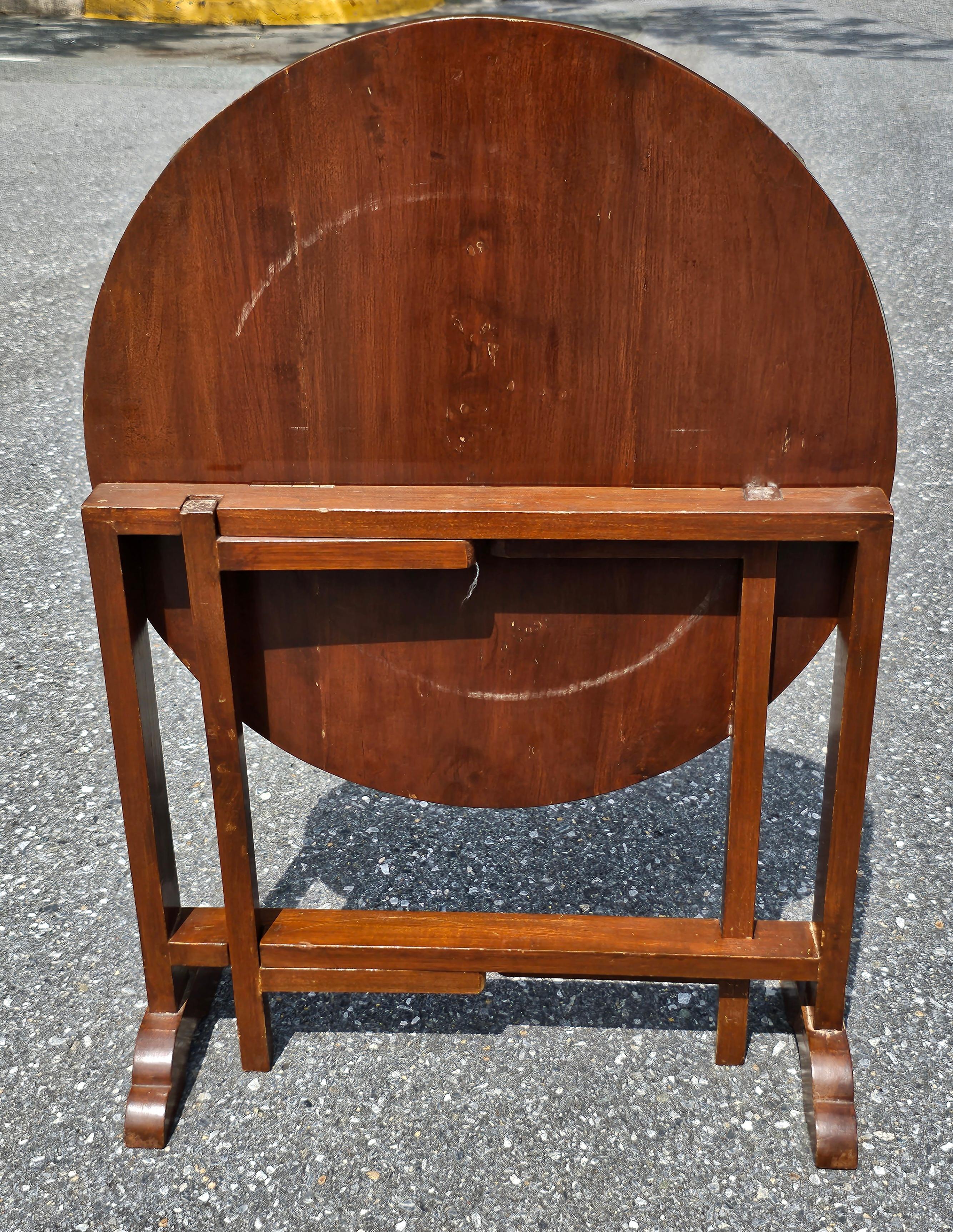 20th Century Chinese Carved Hardwood And Glass Tilt-Top Tea Table or Side Table For Sale
