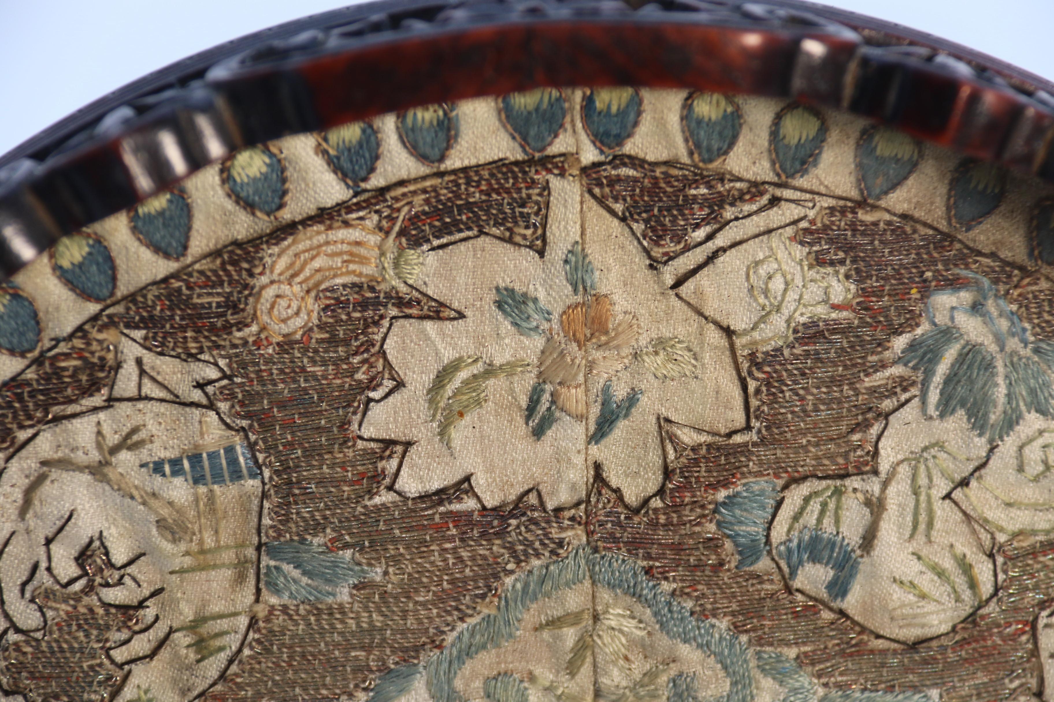 Chinese carved hardwood and the original silk embroidered tray, circa 1860 For Sale 10