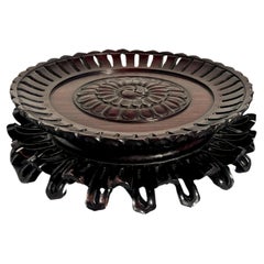 Chinese Carved Hardwood "Chrysanthemum" Stand, 20th century, China