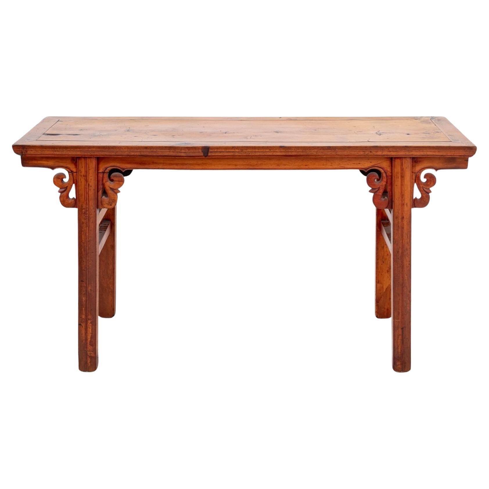 Table console chinoise en bois dur sculpté