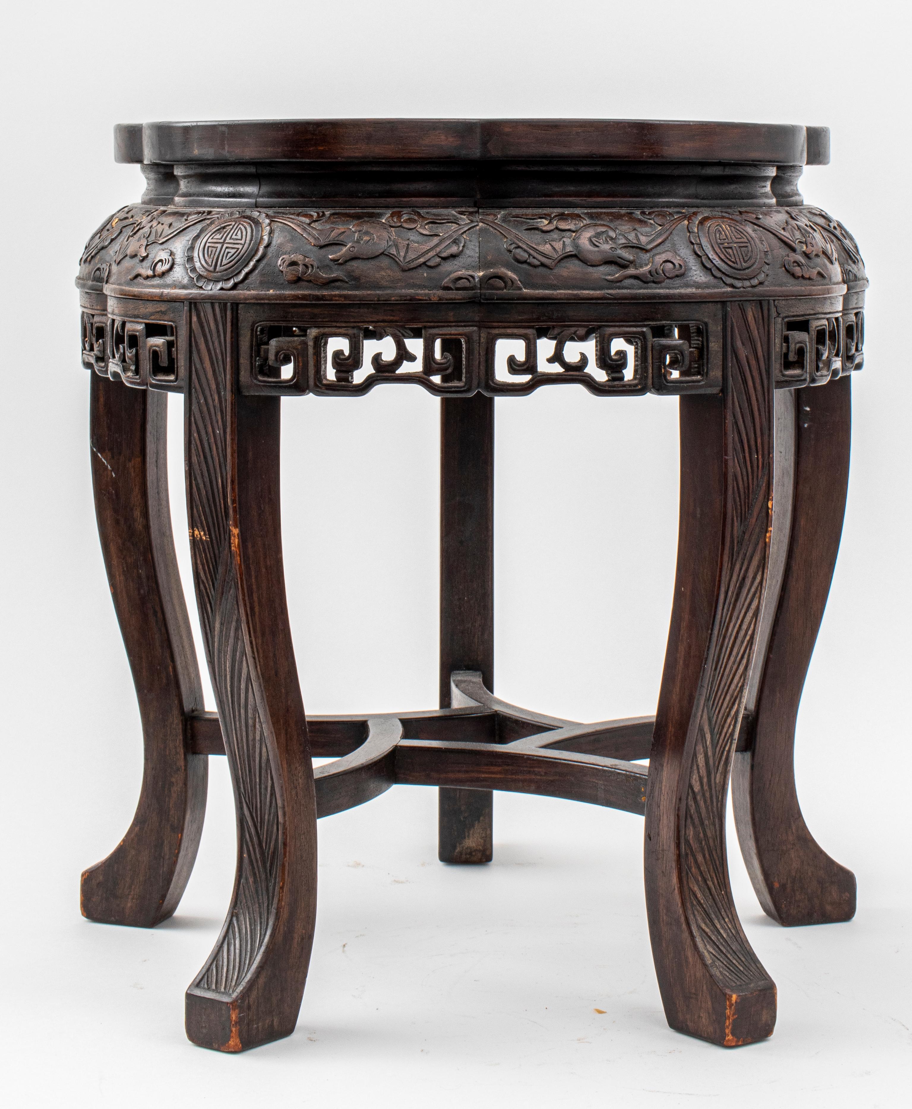 Chinese Carved Hardwood Floriform Table In Good Condition For Sale In New York, NY